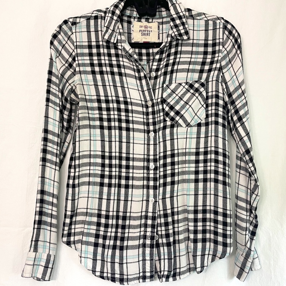 Black and White Plaid Button Up